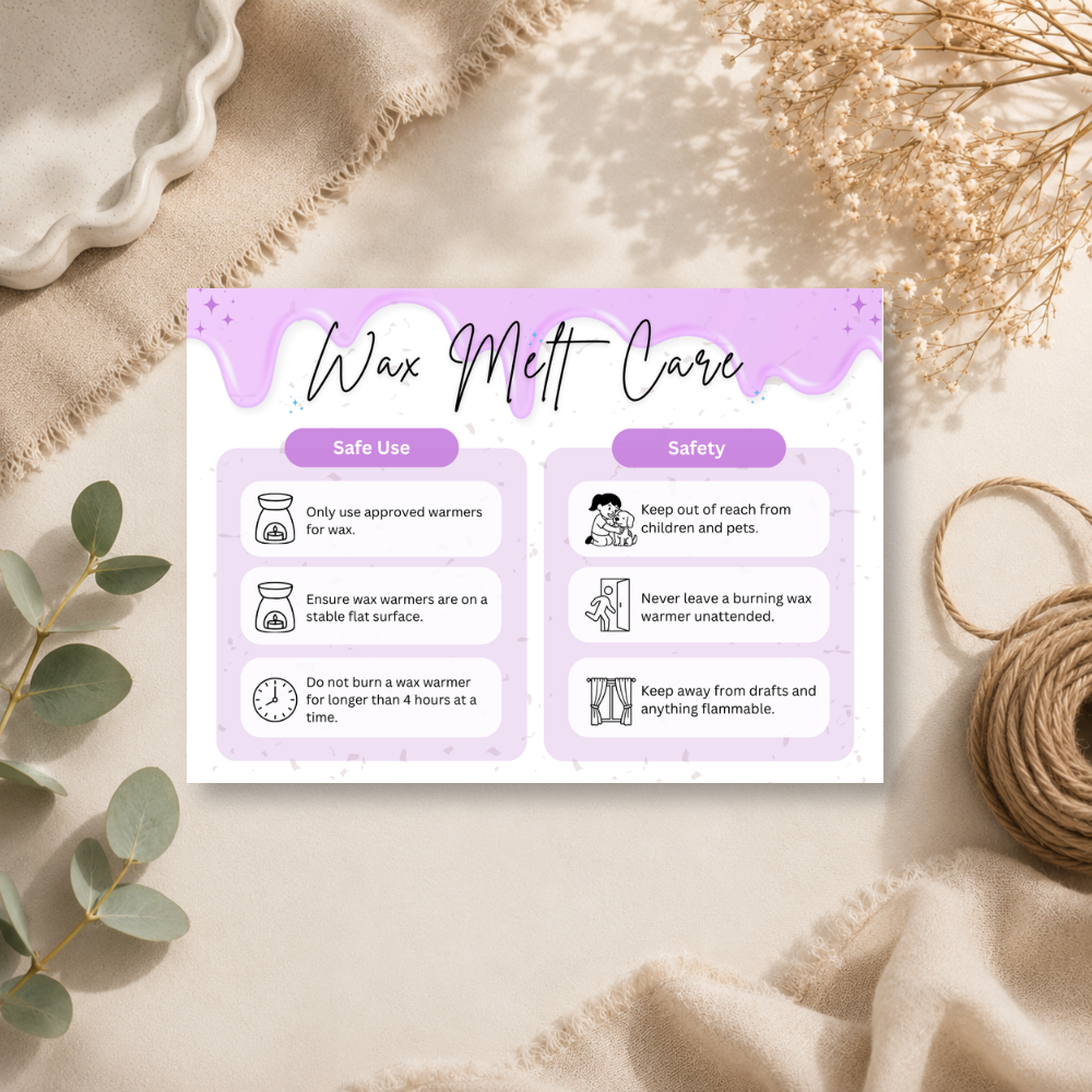 A6 Wax Melt Care Cards - 9 Colours