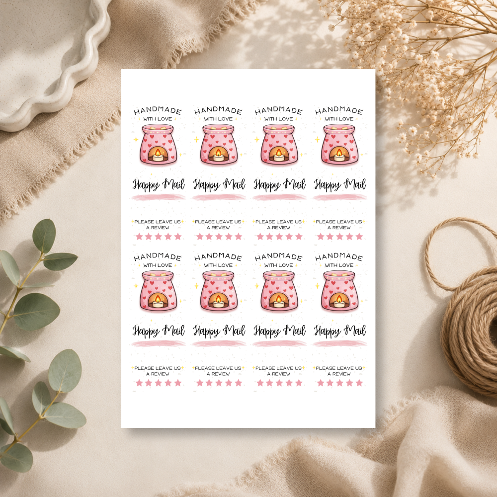 Wax Melt Happy Mail Stickers - 9 Colours
