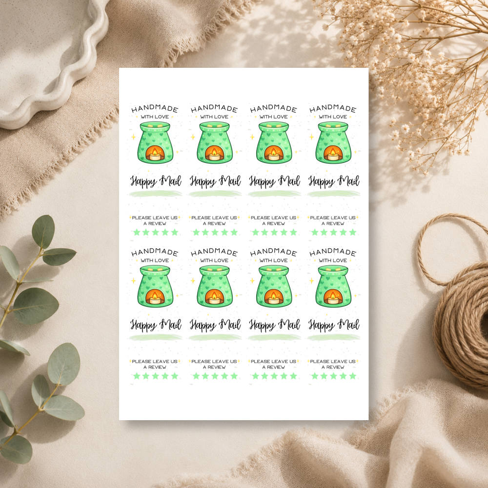 Wax Melt Happy Mail Stickers - 9 Colours