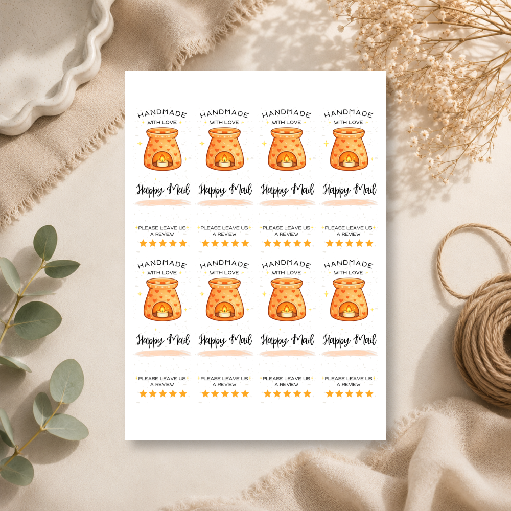 Wax Melt Happy Mail Stickers - 9 Colours