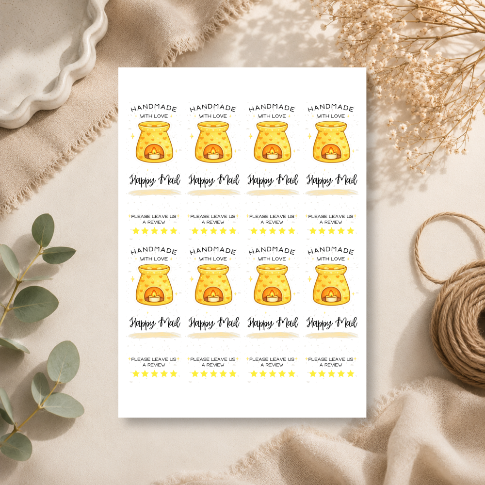 Wax Melt Happy Mail Stickers - 9 Colours