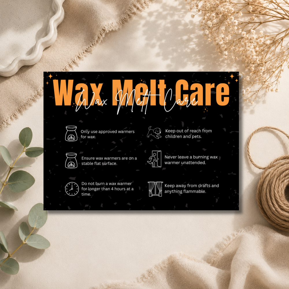 A6 Black Wax Melt Care Cards | 6 Colours