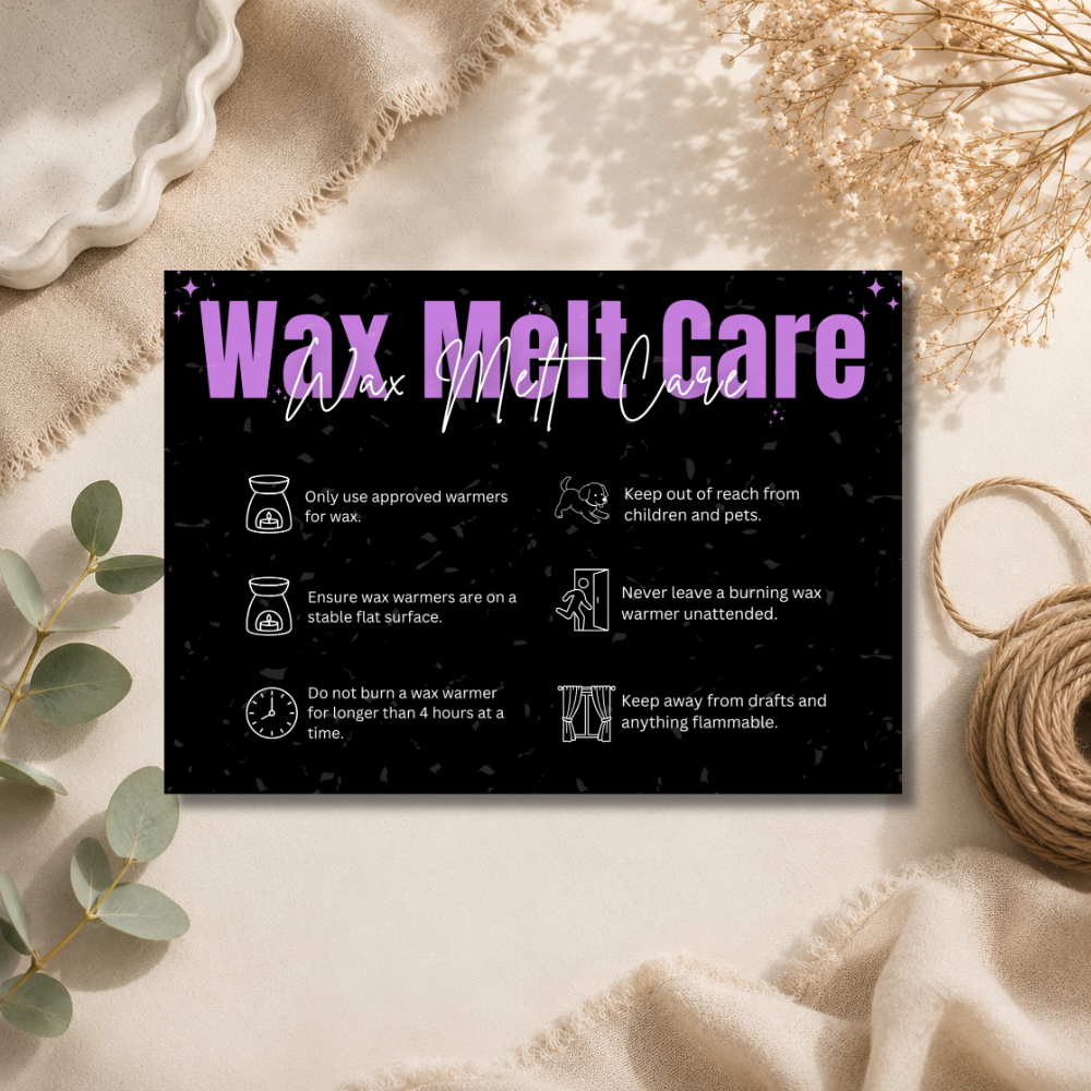 A6 Black Wax Melt Care Cards | 6 Colours