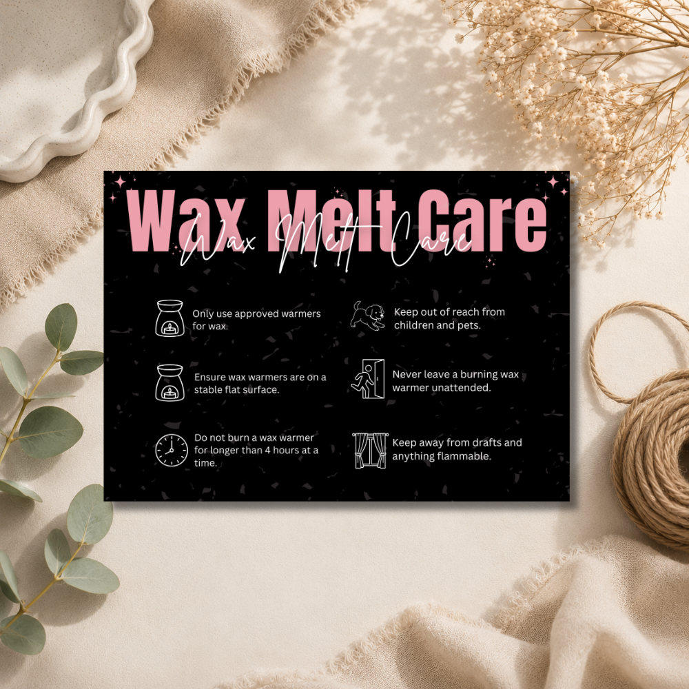 A6 Black Wax Melt Care Cards | 6 Colours