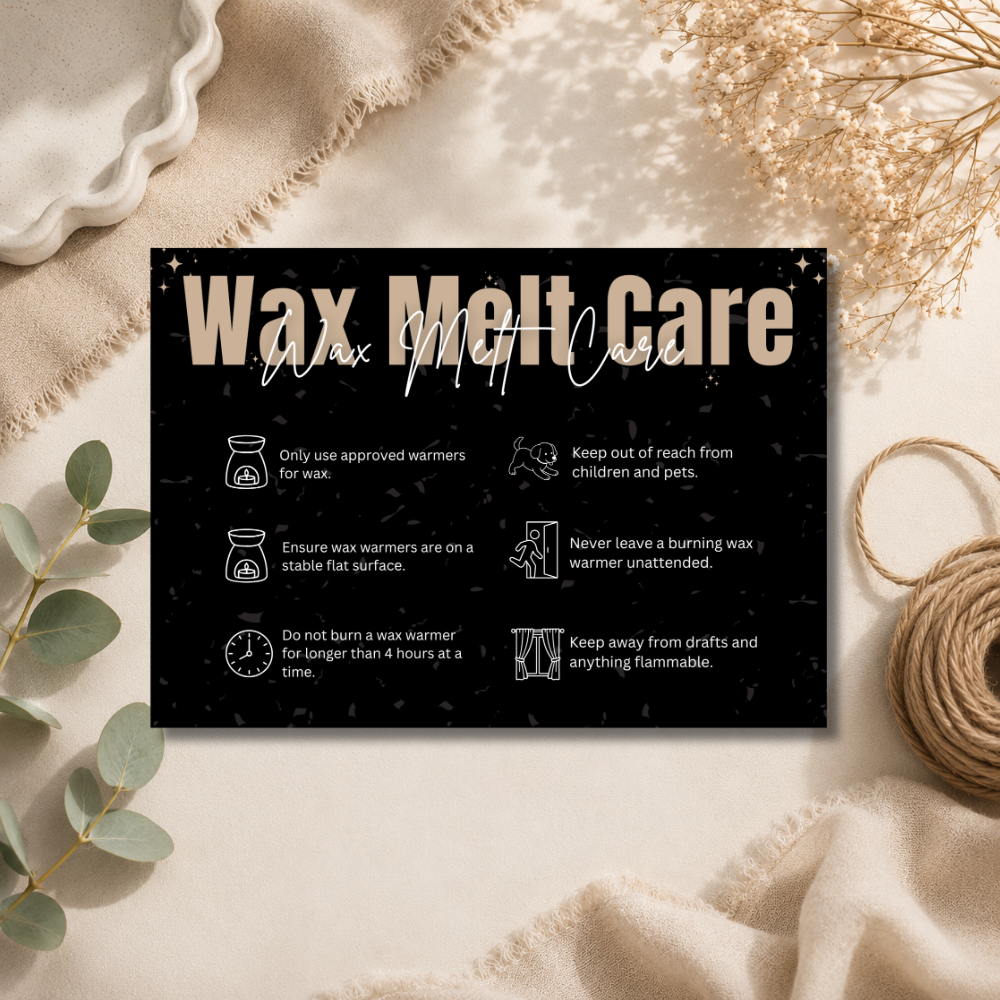 A6 Black Wax Melt Care Cards | 6 Colours