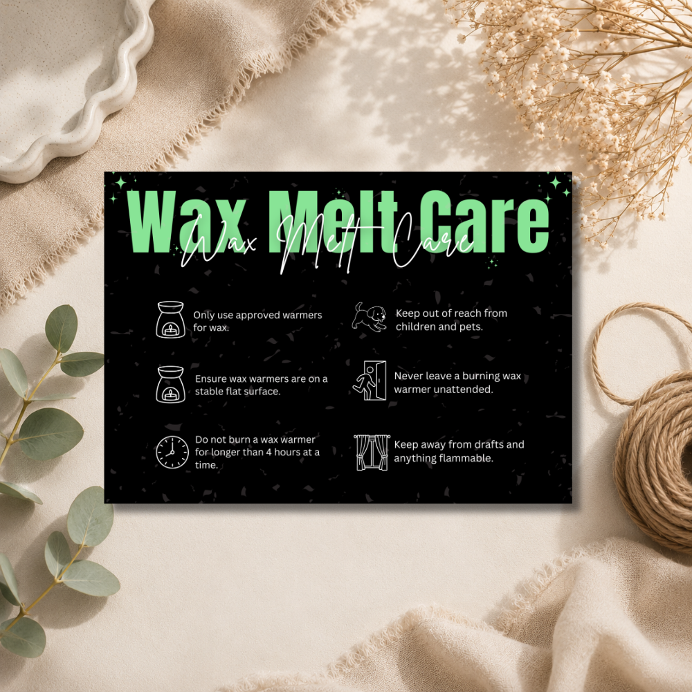 A6 Black Wax Melt Care Cards | 6 Colours