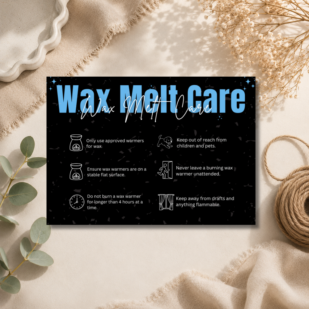 A6 Black Wax Melt Care Cards | 6 Colours