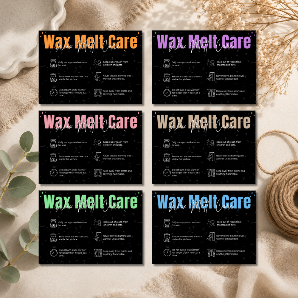 A6 Black Wax Melt Care Cards | 6 Colours