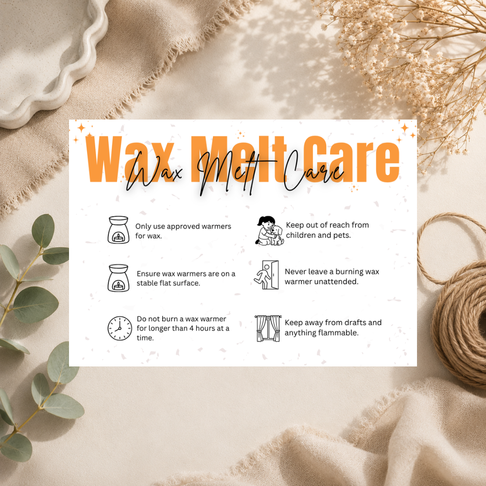 Wax Melt Care Cards | 6 Colours
