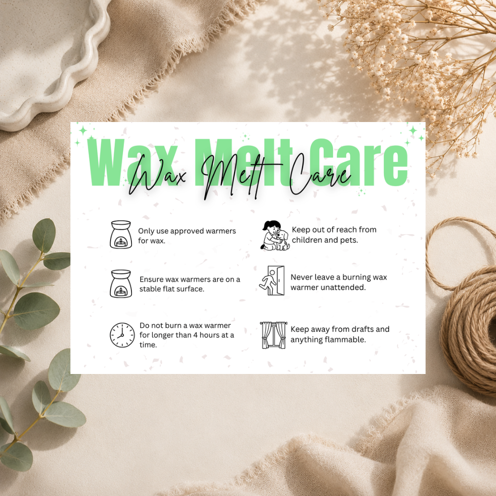 Wax Melt Care Cards | 6 Colours
