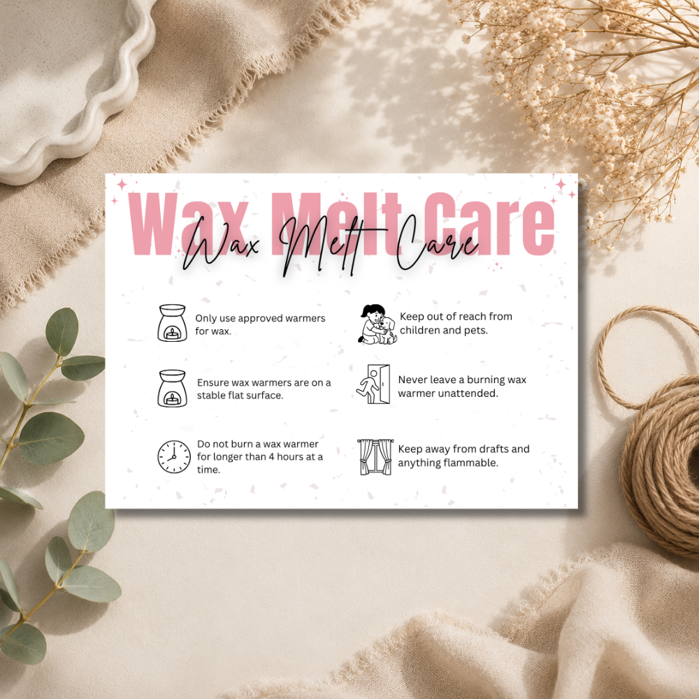 Wax Melt Care Cards | 6 Colours