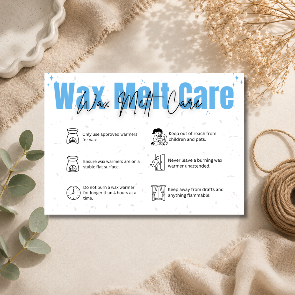 Wax Melt Care Cards | 6 Colours